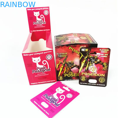 Hot Sale Male Capsule Enhancement Pills Packaging Card Box Printing Pink Pussycat Paper Card Promotion