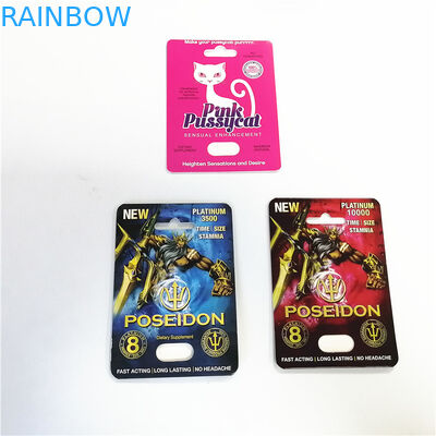 Hot Sale Male Capsule Enhancement Pills Packaging Card Box Printing Pink Pussycat Paper Card Promotion