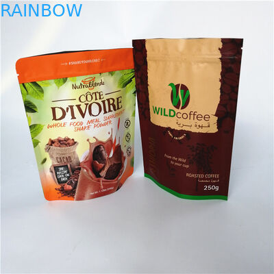 Stand up gusset foil pouch packaging mositure proof kantong kopi bubuk dengan katup