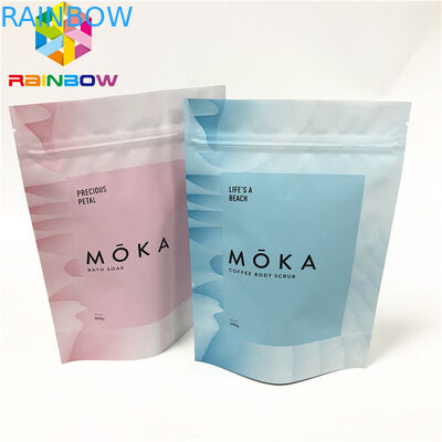 Body scrub berdiri kantong kantong ziplock yang dapat digunakan kembali dengan kantong air mata yang disesuaikan