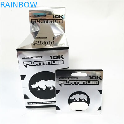 Paket blister kapsul pil label pribadi yang disesuaikan 18K kotak kartu kertas abu-abu emas perak