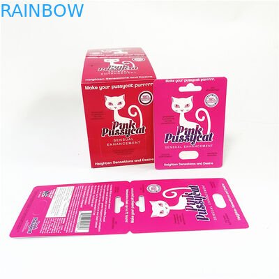 Tampilan kartu kertas cetak kustom merobek kotak garis takik kotak kartu Pussycat Pink