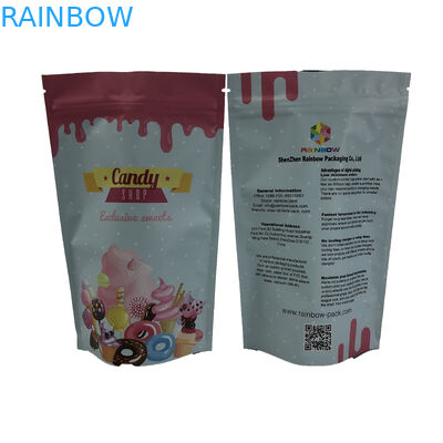 Disesuaikan Glossy Surface Digital Printing Plastic Zip Lock Flat Bag Dengan Aluminium Foil Bags Untuk Candy Bags