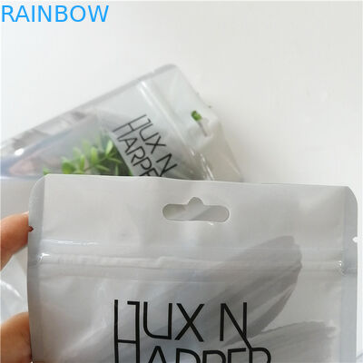 Kantong plastik hologram cetak custom dengan ritsleting untuk kemasan pena alat rias