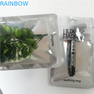 Kantong plastik hologram cetak custom dengan ritsleting untuk kemasan pena alat rias
