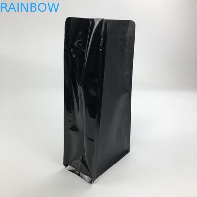 Kustom Dicetak Matt Black Aluminium Foil 250g 1kg 12oz Dengan Ziplock Flat Bottom Coffee Bag