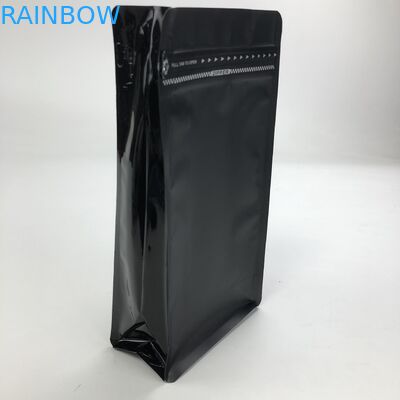 Kustom Dicetak Matt Black Aluminium Foil 250g 1kg 12oz Dengan Ziplock Flat Bottom Coffee Bag