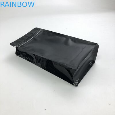 Kustom Dicetak Matt Black Aluminium Foil 250g 1kg 12oz Dengan Ziplock Flat Bottom Coffee Bag