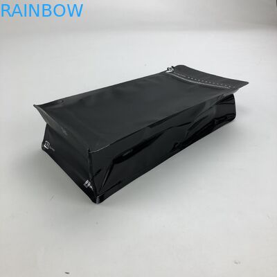 Kustom Dicetak Matt Black Aluminium Foil 250g 1kg 12oz Dengan Ziplock Flat Bottom Coffee Bag