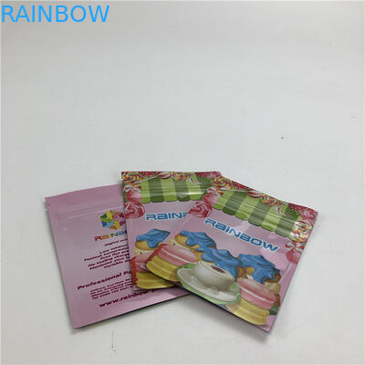 3.5g Plastik Ritsleting Tas Datar Aluminium Foil Permukaan Mengkilap Tiga Sisi Tertutup Tas Untuk Kue / Daging Kelapa / Kacang