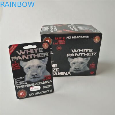 Kemasan Pil Peningkatan Seksual Rhino Max 150K Kartu Blister 3D Dengan Kotak Kertas Untuk Kapsul Seks Bedak