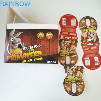 Kemasan Pil Peningkatan Seksual Rhino Max 150K Kartu Blister 3D Dengan Kotak Kertas Untuk Kapsul Seks Bedak