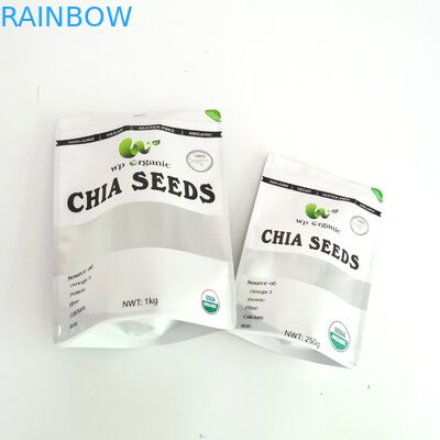 Digital Printing Chia Seeds Tea Packaging Bag Kantong Ziplock Teh Food Grade Ditutup Kembali Dengan Jendela Yang Jelas