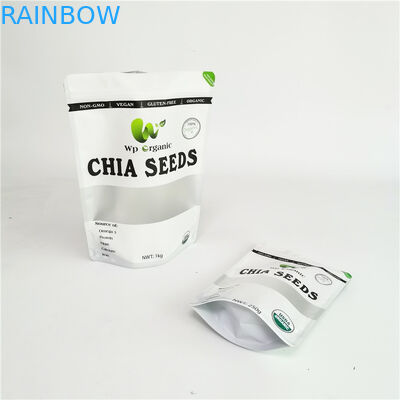 Digital Printing Chia Seeds Tea Packaging Bag Kantong Ziplock Teh Food Grade Ditutup Kembali Dengan Jendela Yang Jelas