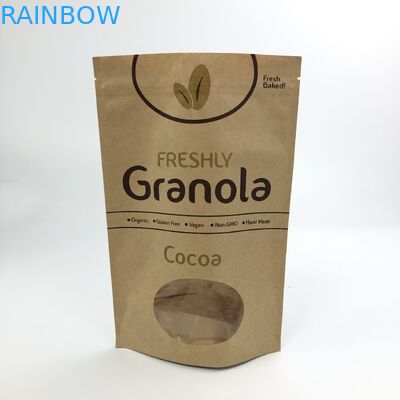 200g 300g 180mic Kraft Paper Coffee Bag Dengan Jendela Yang Jelas