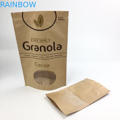 200g 300g 180mic Kraft Paper Coffee Bag Dengan Jendela Yang Jelas