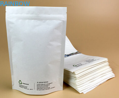 Food Grade Biodegradable Square Sisi Bawah Gusset Kopi Teh Kraft Paper Pouch Mylar Bag Dengan Tin Tie Untuk Popcorn Packa