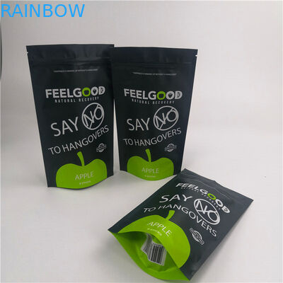Snacks Food Mylar 110mic Zipper Standing Pouches Logo Disesuaikan