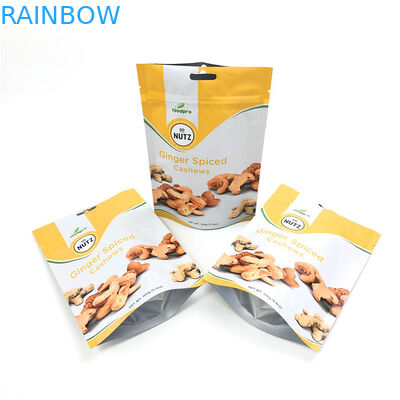 Tas produk plastik cetak kustom biodegradable stand up mylar zip lock snack nut packaging bag