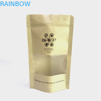 Hot Stamping Stand Up 110 Mikron MOPP Kantong Kertas Kraft