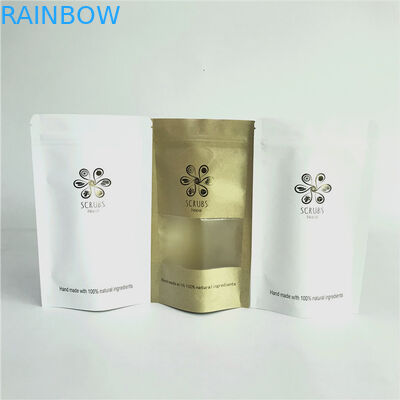 Hot Stamping Stand Up 110 Mikron MOPP Kantong Kertas Kraft