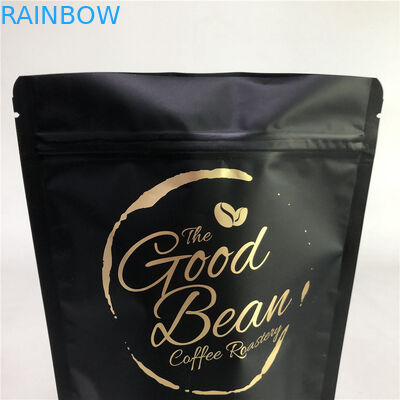 Black Coffee Bag Stand Up Pouch Food Grade Teh / Kopi / Snack / Whey Powder Bag