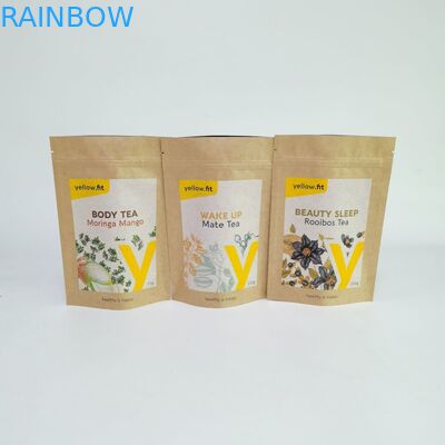 Stand Up Coffee Packaging Bags Tas Kertas Kraft dengan Ritsleting