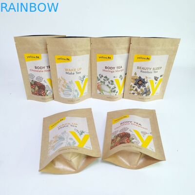 Stand Up Coffee Packaging Bags Tas Kertas Kraft dengan Ritsleting