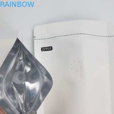 OEM Kustom 1/8 OZ Ukuran Logo Putih Dapat Ditutup Aluminium Foil 120 Mikron Kertas Kraft Berdiri Kantong Kemasan