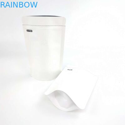 OEM Kustom 1/8 OZ Ukuran Logo Putih Dapat Ditutup Aluminium Foil 120 Mikron Kertas Kraft Berdiri Kantong Kemasan