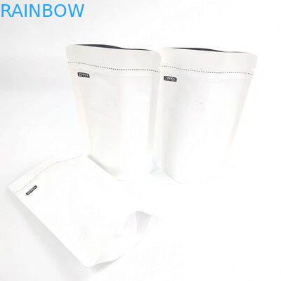 OEM Kustom 1/8 OZ Ukuran Logo Putih Dapat Ditutup Aluminium Foil 120 Mikron Kertas Kraft Berdiri Kantong Kemasan