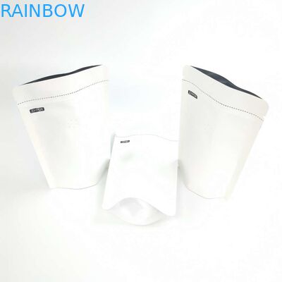 OEM Kustom 1/8 OZ Ukuran Logo Putih Dapat Ditutup Aluminium Foil 120 Mikron Kertas Kraft Berdiri Kantong Kemasan