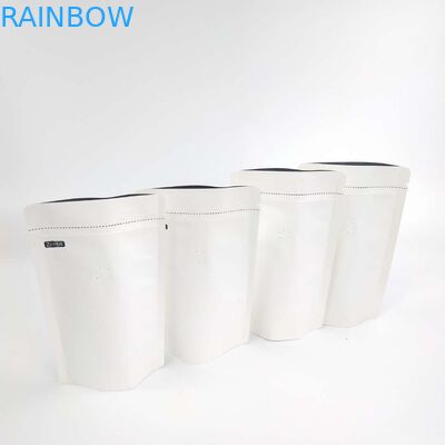 OEM Kustom 1/8 OZ Ukuran Logo Putih Dapat Ditutup Aluminium Foil 120 Mikron Kertas Kraft Berdiri Kantong Kemasan