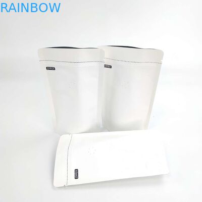 OEM Kustom 1/8 OZ Ukuran Logo Putih Dapat Ditutup Aluminium Foil 120 Mikron Kertas Kraft Berdiri Kantong Kemasan