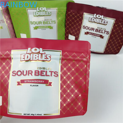 Sour belt metallic color print Aluminium Foil Bags Untuk Produk Spices Powder Weed Herb Cbd