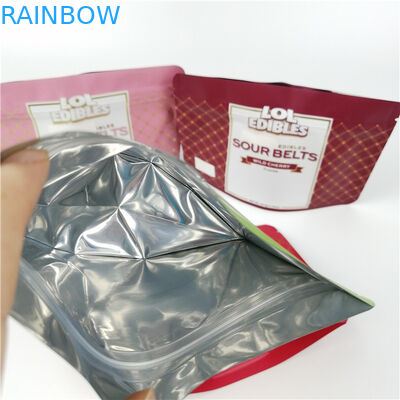 Sour belt metallic color print Aluminium Foil Bags Untuk Produk Spices Powder Weed Herb Cbd