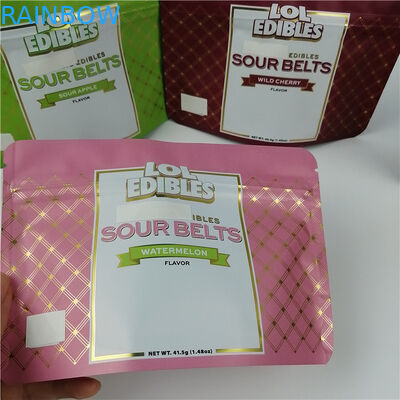 Sour belt metallic color print Aluminium Foil Bags Untuk Produk Spices Powder Weed Herb Cbd