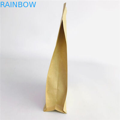 Tas Biodegradable Kertas Kraft Coklat Tersegel yang Diterima Kustom dengan Ritsleting