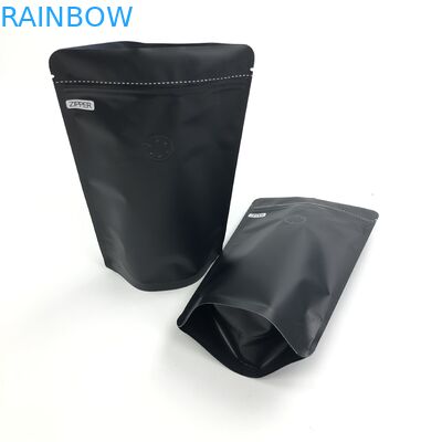 OEM Kustom 250G Hitam Ukuran Logo Aluminium Foil Dapat Ditutup Kembali Berdiri Dengan Katup Degassing Untuk Kantong Kemasan Biji Kopi