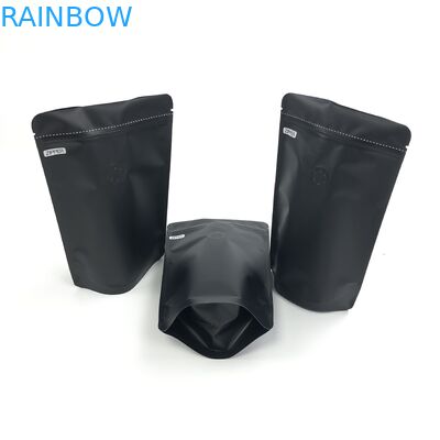 OEM Kustom 250G Hitam Ukuran Logo Aluminium Foil Dapat Ditutup Kembali Berdiri Dengan Katup Degassing Untuk Kantong Kemasan Biji Kopi