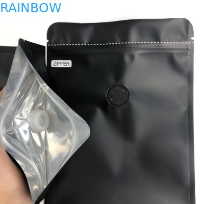 OEM Kustom 250G Hitam Ukuran Logo Aluminium Foil Dapat Ditutup Kembali Berdiri Dengan Katup Degassing Untuk Kantong Kemasan Biji Kopi