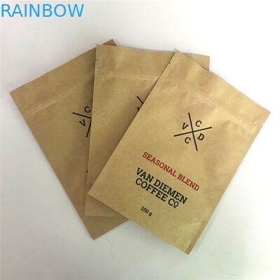 Kraft Zip Lock Stand up Pouches dengan Tear Notch dan Matte Window