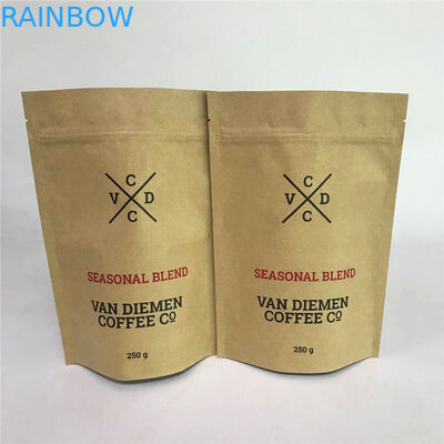 Kraft Zip Lock Stand up Pouches dengan Tear Notch dan Matte Window