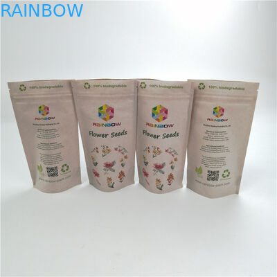 Stand Up 100% Biodegradable Kraft Paper Pla Bags Untuk Daun Grabba