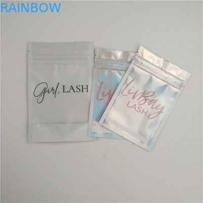 Disesuaikan Bukti Bau Kosmetik Holografik Plastik Ziplock Seal Eyelash Lipgloss Packaging Mylar Bag
