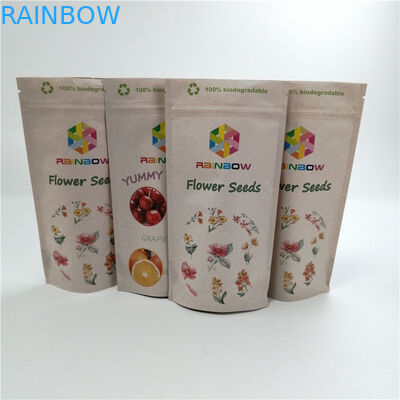 Sativa Cr / Indica Kraft Paper Pla Bag yang Dapat Ditutup Kembali yang Disesuaikan dengan Tas Tweed Leaf Mylar