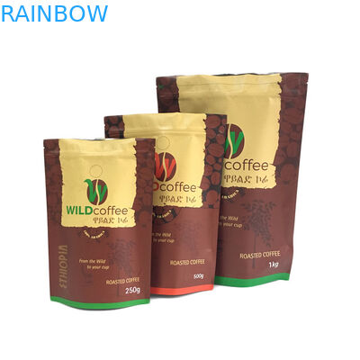 250g 500g 1kg Matte Finish Foil Lined Stand Up Zipper Packaging Bag Untuk Kemasan Kopi