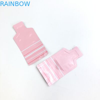 Ukuran Logo Kustom Merah Muda OEM Dapat Ditutup Kembali Dengan Jendela Transparan Untuk Kantong Kemasan Kacang Buah Kering