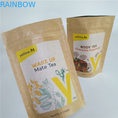 Kompos Berdiri Kantong Teh Kemasan Tepung Kantong Kertas Kraft Untuk Makanan Hewan Peliharaan