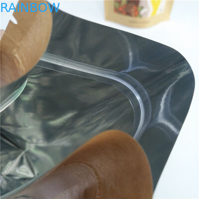 Kompos Berdiri Kantong Teh Kemasan Tepung Kantong Kertas Kraft Untuk Makanan Hewan Peliharaan